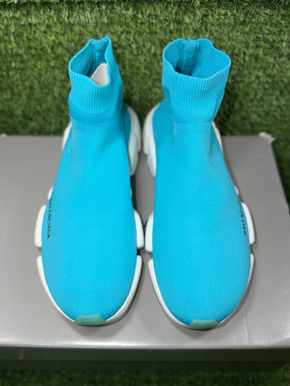 Size 9 - Balenciaga Speed 2.0 LT Blue/White High Top Sneaker Recycled Knit Men's - Picture 4 of 9